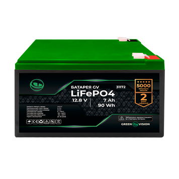 Акумулятор GV LiFePO4 12V (12,8V) - 7Ah (90Wh) GreenVision (31172) LP31172 &mdash; фото в інтернет-магазині Stab24
