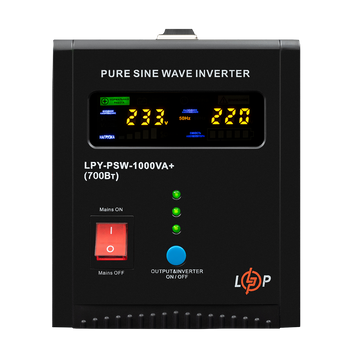 ДБЖ LogicPower LPY-PSW-1000VA+ (700Вт) 10A/15A з правильною синусоїдою 12V (LP22871) LP22871 &mdash; фото в інтернет-магазині Stab24