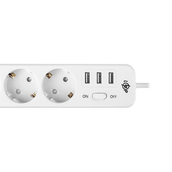 Сетевой фильтр Logic Power PREMIUM LP-X3 USB 4 м White (2200Вт) (LP19526) LP19526 &mdash; фото в интернет-магазине Stab24