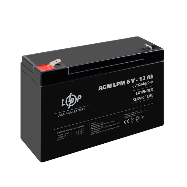 Аккумулятор AGM Logic Power LPM 6V - 12 Ah (LP4159) LP4159 &mdash; фото в интернет-магазине Stab24
