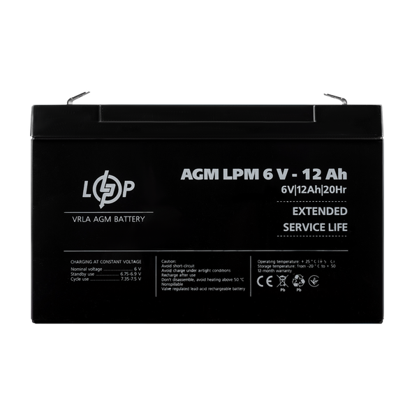 Аккумулятор AGM Logic Power LPM 6V - 12 Ah (LP4159) LP4159 &mdash; фото в интернет-магазине Stab24