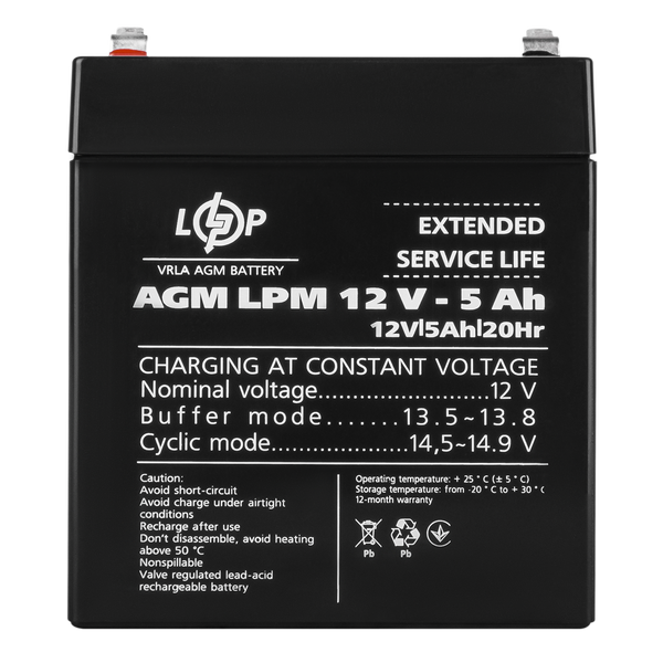 Аккумулятор AGM Logic Power LPM 12V - 5 Ah (LP3861) LP3861 &mdash; фото в интернет-магазине Stab24