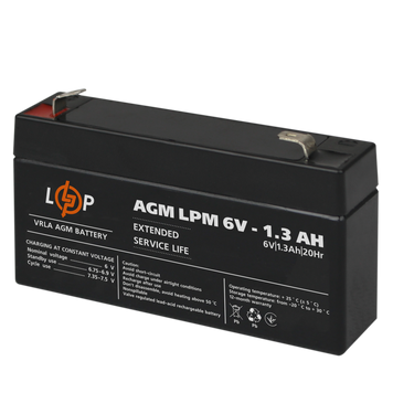Аккумулятор AGM Logic Power LPM 6V - 1.3 Ah (LP4157) LP4157 &mdash; фото в интернет-магазине Stab24