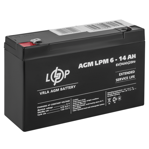 Аккумулятор AGM Logic Power LPM 6V - 14 Ah (LP4160) LP4160 &mdash; фото в интернет-магазине Stab24